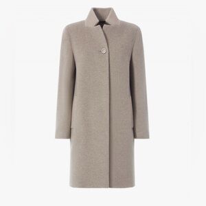 Cinzia Rocca Icons Beige Wool Coat W/  Inverted Notch Collar Size 10 NWT